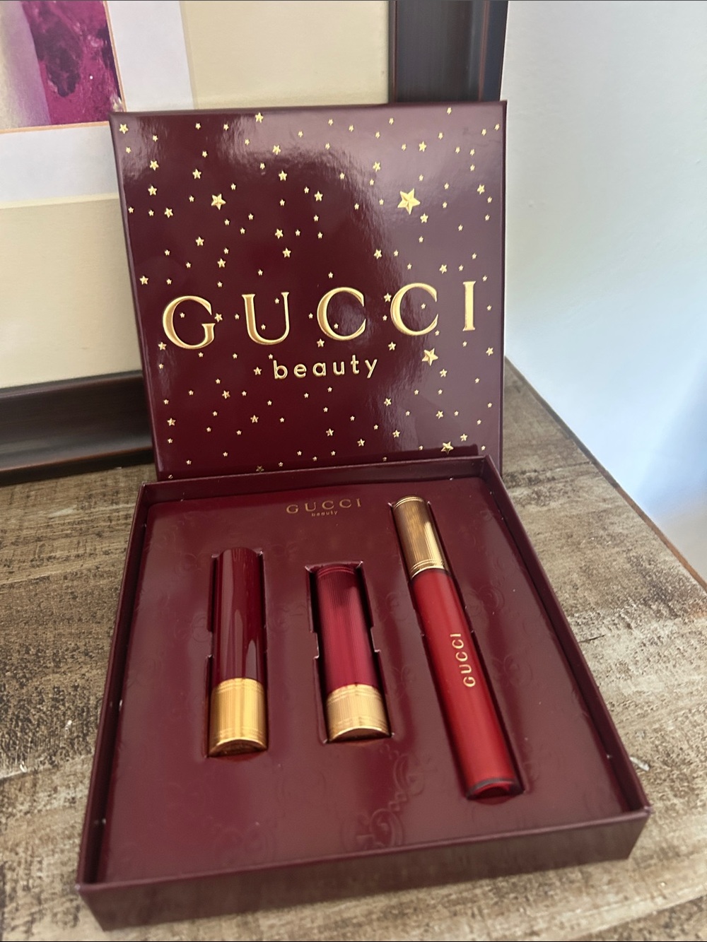 LAST ONEGucci Beauty Matte Lipstick & Liquid Lip Color Trio Ancona 509 Red